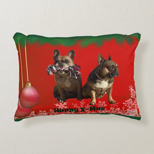 French bulldogge Christmas decorations Accent Pillow (Front)