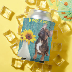 French bulldogge drinks cooler