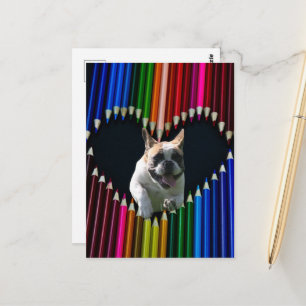 French Bulldogge Heart Postcard