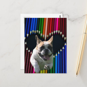 French Bulldogge Heart Postcard