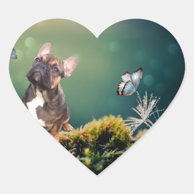 French Bulldogge Heart Sticker (Front)