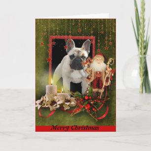 French Bulldogge map Merry Christmas Holiday Card