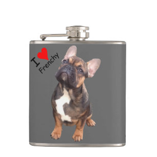 French Bulldoggen flat man Hip Flask
