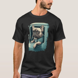 French Bulldogruckerruck Driver Dad Men Car friend T-Shirt
