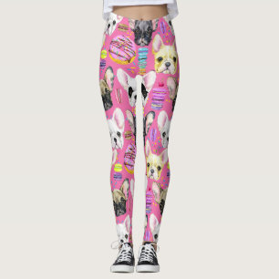 French Bulldogs and Rainbow French Macaron Cookies Leggings