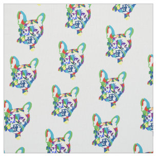 French Bulldogs blue green Fabric