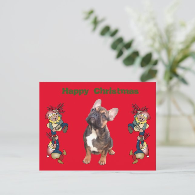 French Bulldogs Christmas French Bulldog Postcard (Standing Front)