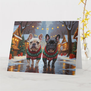 French Bulldogs Christmas Snow Holiday Card