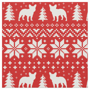 French Bulldogs Christmas Sweater Style Pattern Fabric