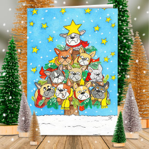 French Bulldogs Christmas Tree Greeting Card
