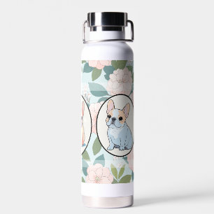 French Bulldogs classic flowers background Water Bottle