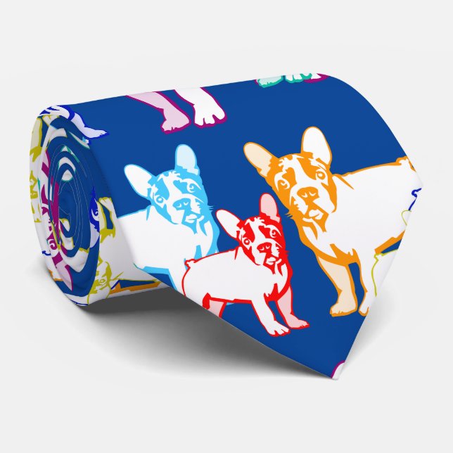 French Bulldogs colourful Tie (Rolled)