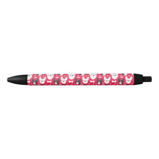 French Bulldogs FRENCHIES Red Pattern   Black Ink Pen (Front)