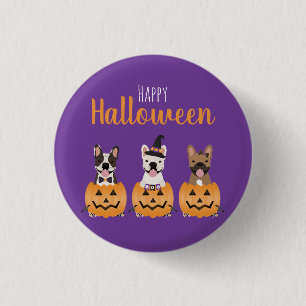 French Bulldogs Happy Halloween 1 Inch Round Button