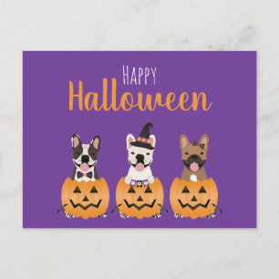 French Bulldogs Happy Halloween Postcard