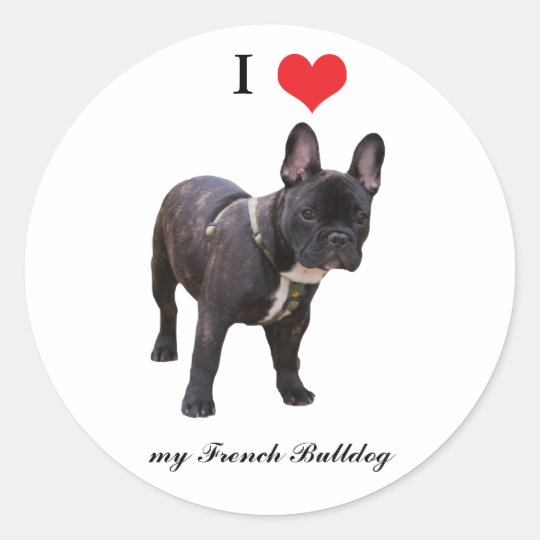 French Bulldogs, I love heart, sticker, stickers