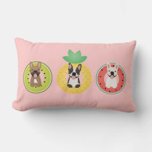 French Bulldogs In Fruit Pool Floats Lumbar Pillow