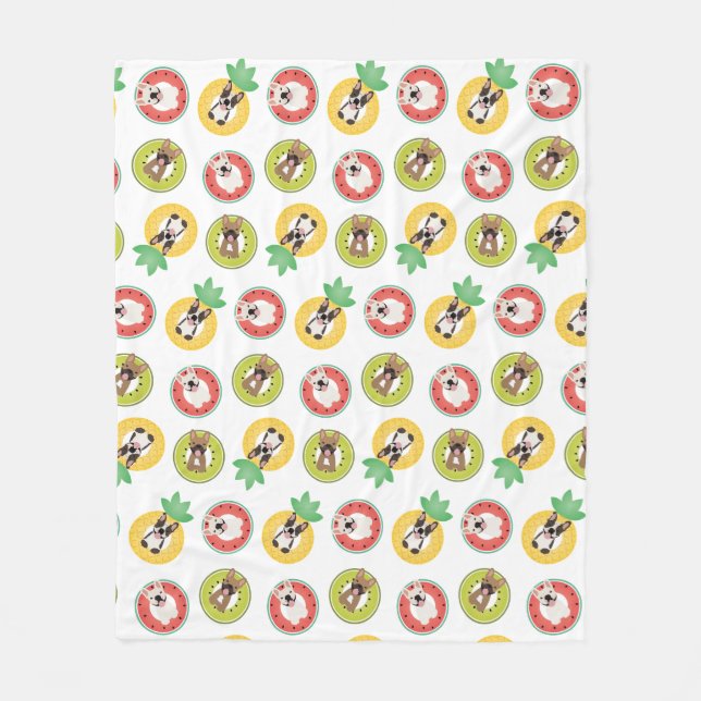 French Bulldogs In Fruit Pool Floats Pattern Fleece Blanket (Front)