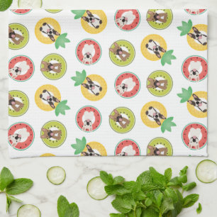 French Bulldogs In Fruit Pool Floats Pattern Kitchen Towel