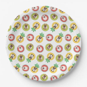 French Bulldogs In Fruit Pool Floats Pattern Paper Plate