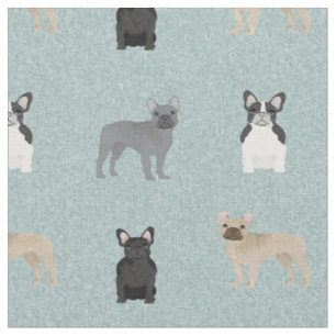 French Bulldogs Light Blue Fabric
