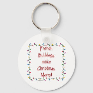 French Bulldogs Make Christmas Merry Keychain