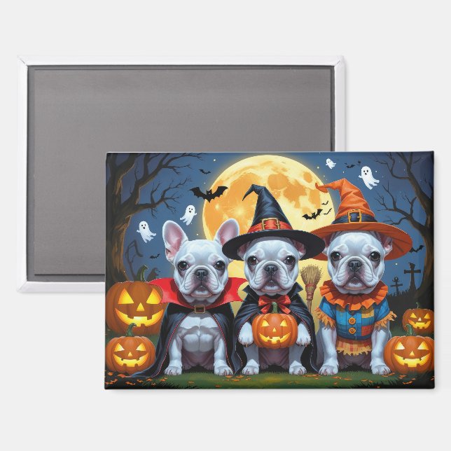 French Bulldogs Pumpkin Halloween Funny  Magnet (Front/Back)