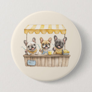 French Bulldogs Running A Lemonade Stand 3 Inch Round Button