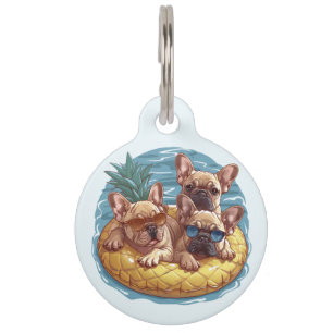 French Bulldogs Summer Pineapple Pool Float Pet Tag