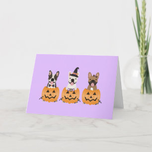 French Bulldogs Trick Or Treat Pumpkin Card