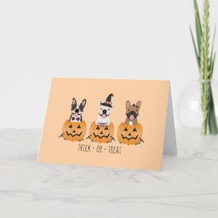 French Bulldogs Trick Or Treat Pumpkin Card