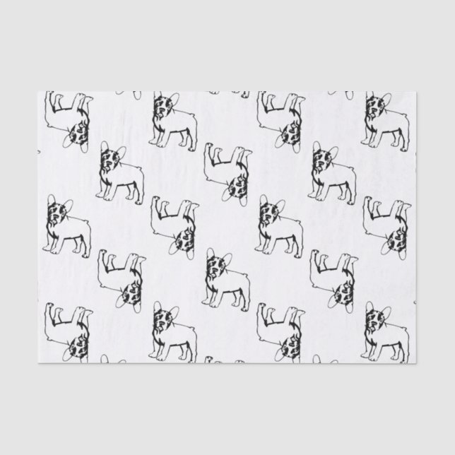 French Bulldogs white and black Tissue Paper (Front)