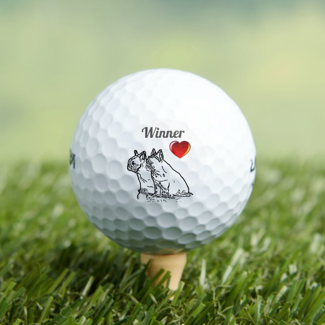 French Bulldogs with Heart French Bulldog Golf Balls (Insitu Tee)