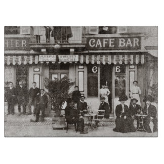 French cafe bar street scene cutting board