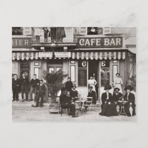 French cafe bar street scene postcard