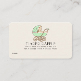 French Cafe Bébé Green Baby Shower Diaper Raffle Enclosure Card