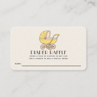 French Cafe Bébé Yellow Baby Shower Diaper Raffle Enclosure Card