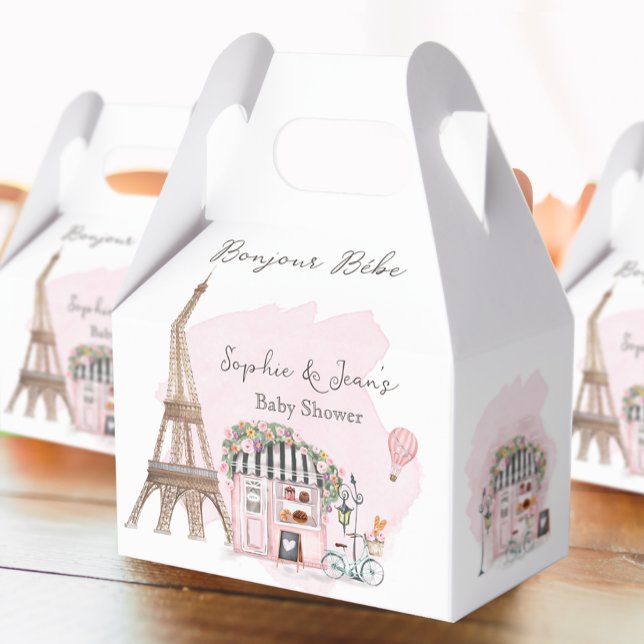 French Cafe Bonjour Bebe Paris Tea Baby Shower  Favor Box (Creator Uploaded)