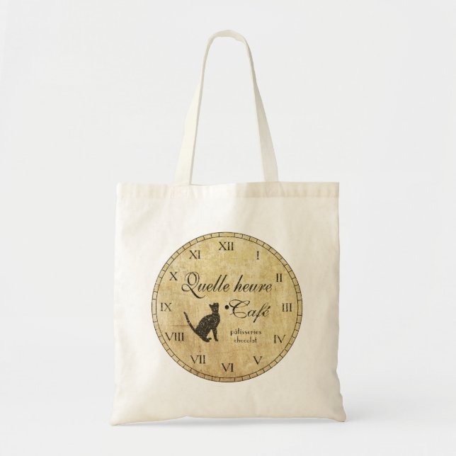 French Cafe Clock Tote (Front)