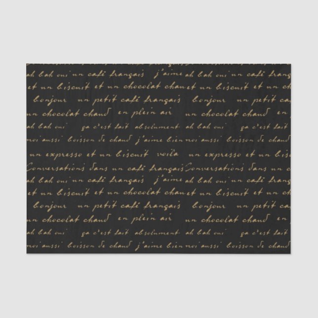 French Café Conversations Gold Words and Phrases Tissue Paper (Front)