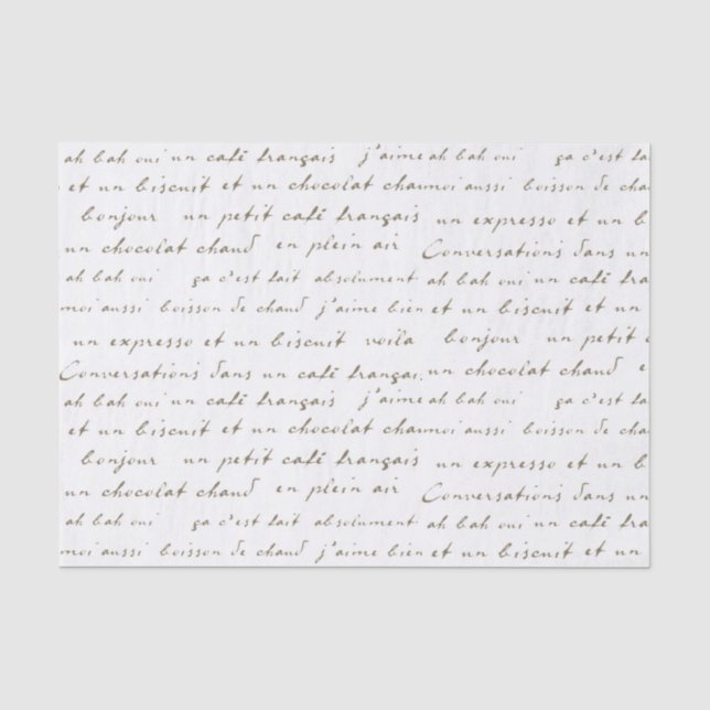 French Café Conversations Sepia Words and Phrases Tissue Paper (Front)