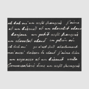 French Café Conversations White Words and Phrases Tissue Paper