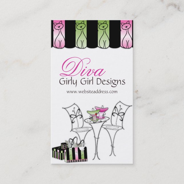 French Cafe Girly Girl Diva Business Cards (Front)