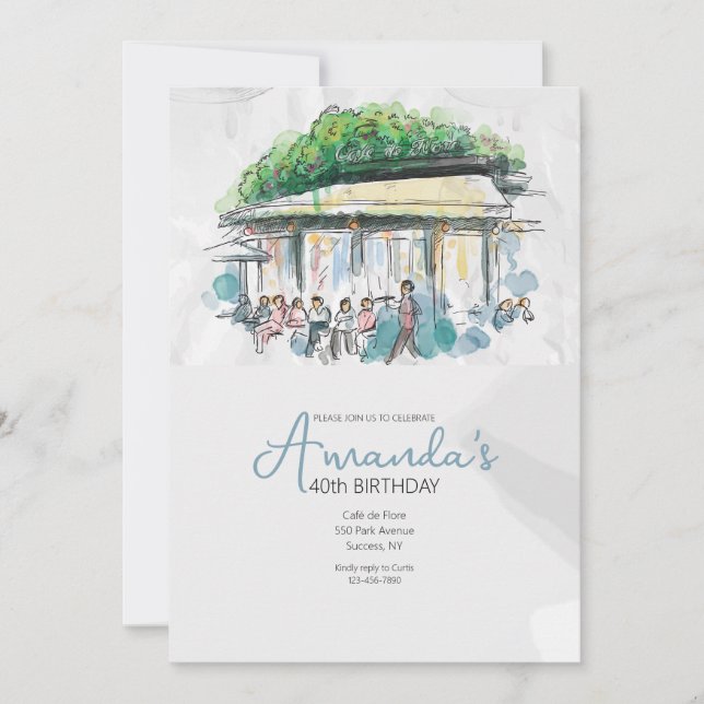 French Cafe Invitation (Front)