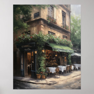 French Cafe Painting Landscape Art Print Poster