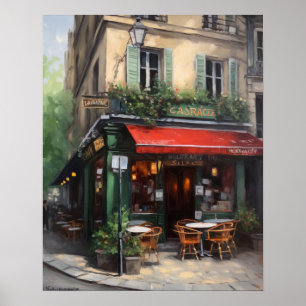 French Cafe Painting Landscape Art Print Poster