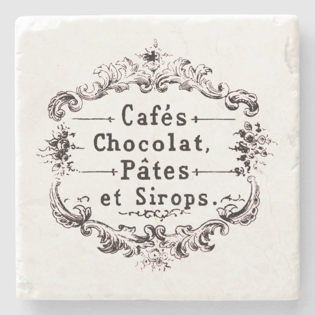 French Cafe Stone Coaster (Front)