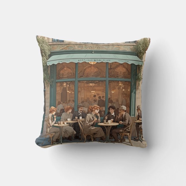 French Cafe Throw Pillow (Front)