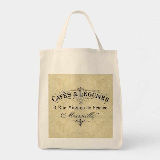 French Cafes & Legumes Grocery Tote (Front)