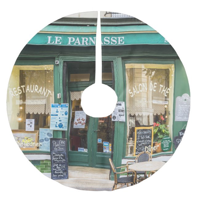 French cafes: Versailles cozy scene. Brushed Polyester Tree Skirt (Front)